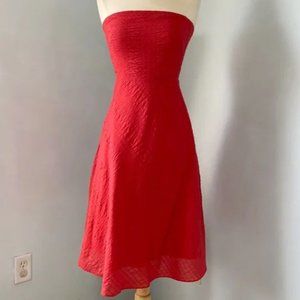 J Crew Strapless Sun Red Summer Dress